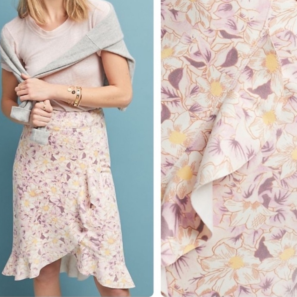 Anthropologie Skye Ruffle Floral Skirt!